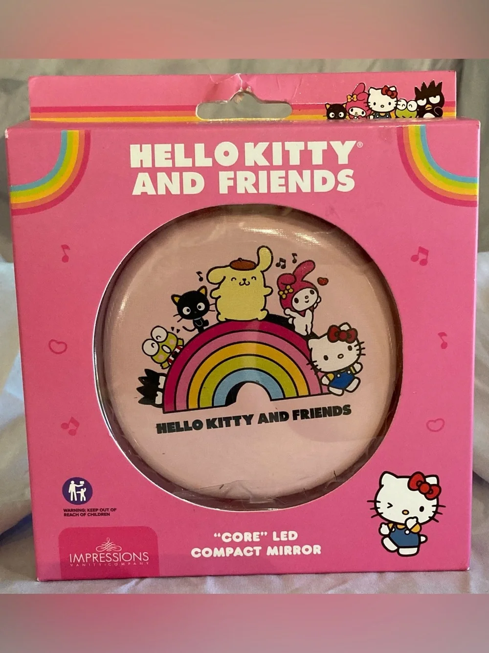 Hello Kitty and Friends LED Pink Rainbow Compact Mirror